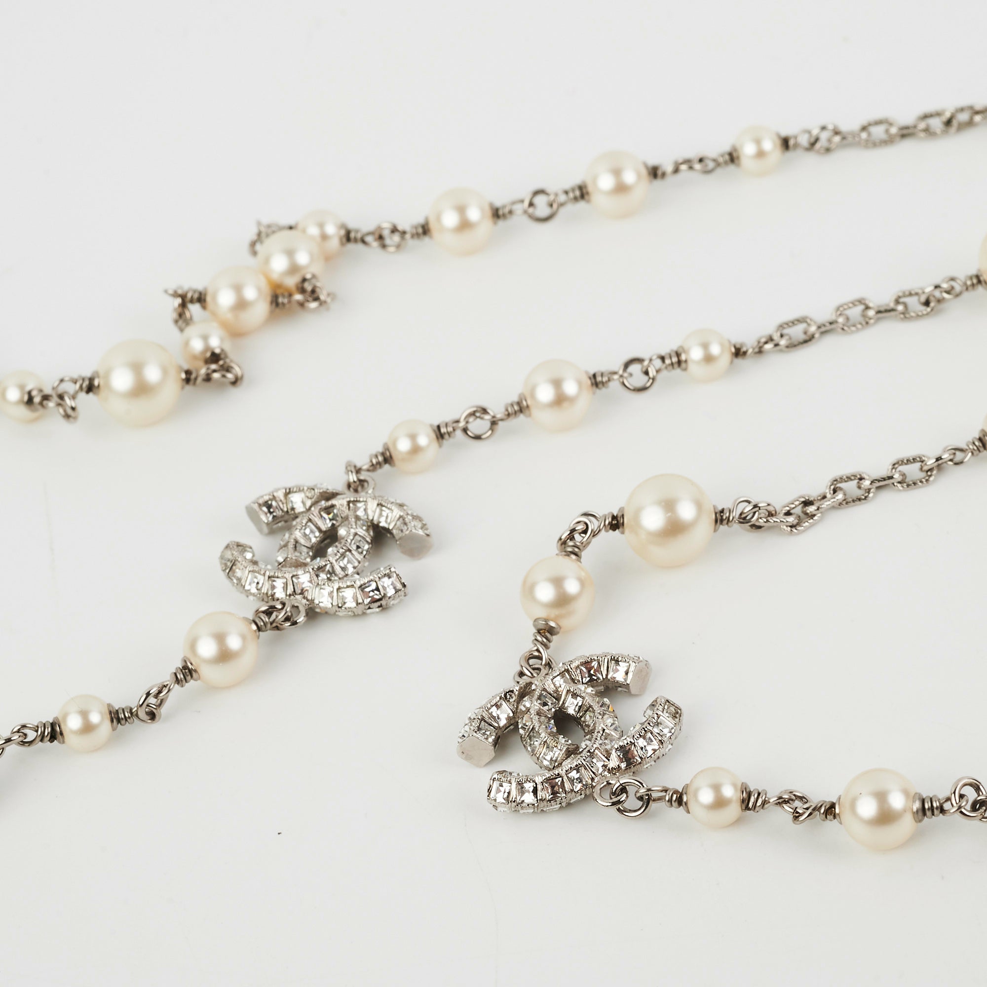Chanel CC Logo Pearl Necklace - Elegant Costume Jewelry for Women | Perfect for Parties, Weddings & Special Occasions