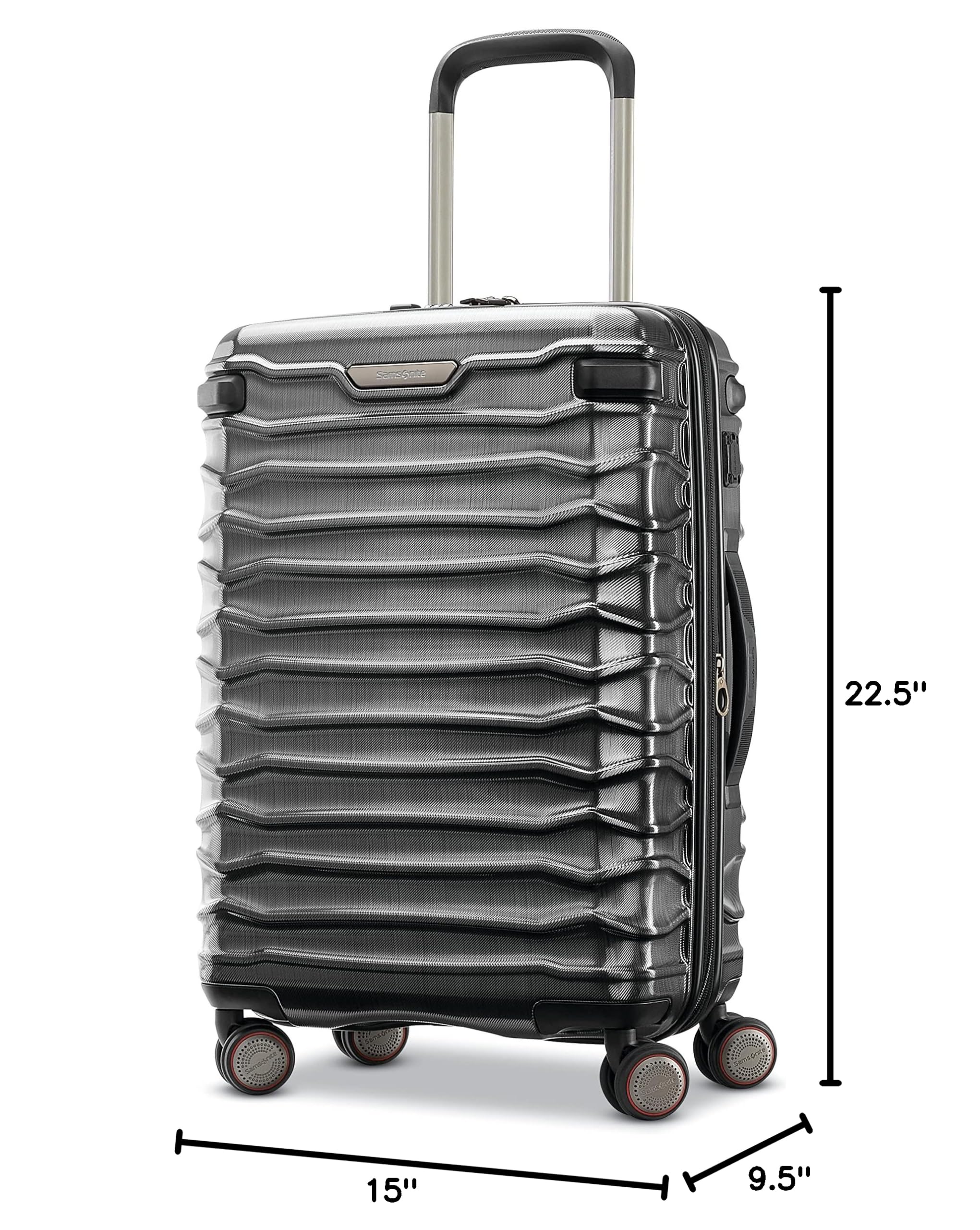 Samsonite Stryde 2 Hardside Expandable Luggage with Double Spinner Wheels | Carry On Spinner Suitcase | Brushed Graphite | Perfect for Business Travel & Weekend Getaways