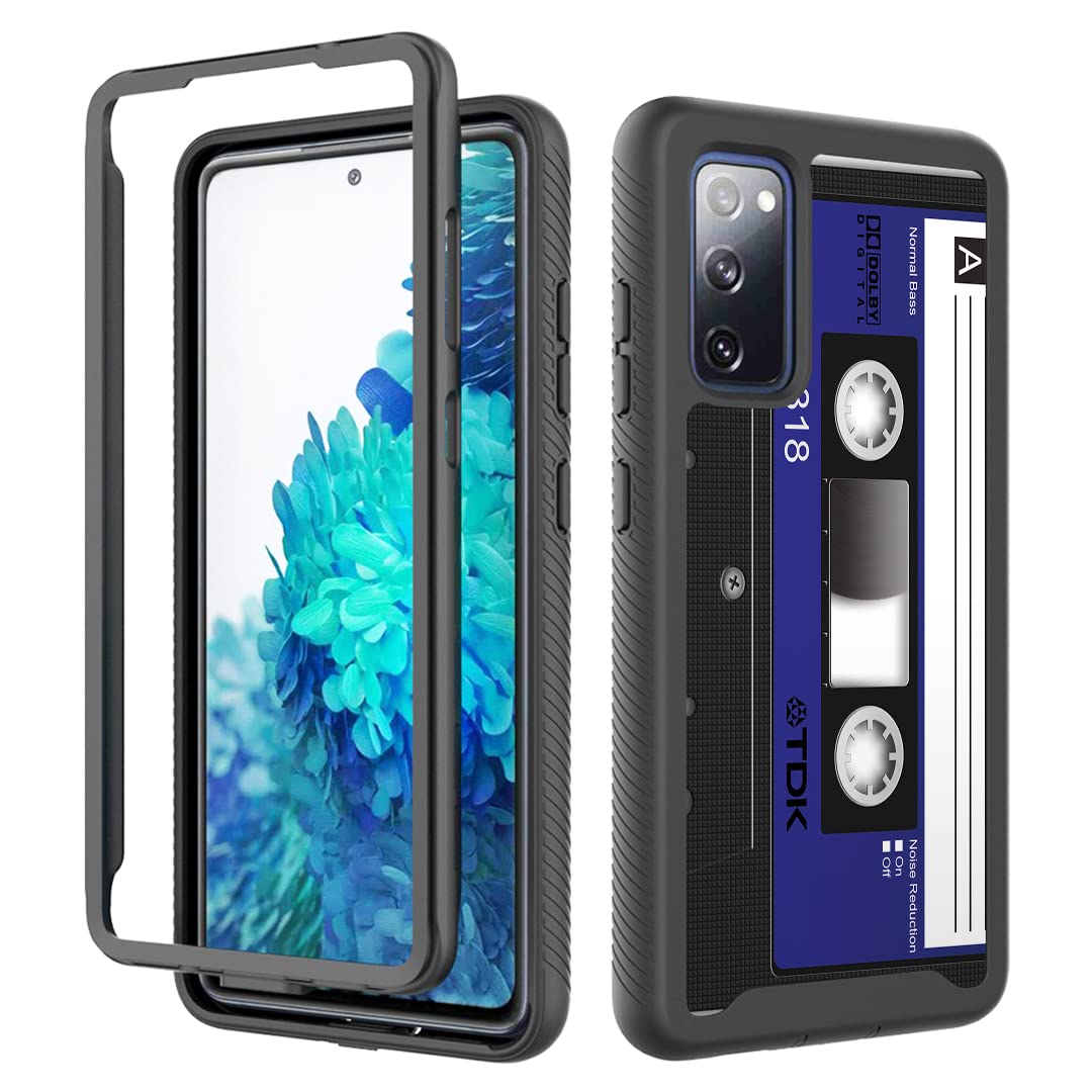 Premium Shockproof Rugged Phone Case for Samsung Galaxy S20 FE 5G - Heavy Duty Protection with Cute Cassette Tape Design (Blue) - Perfect for Men, Women & Everyday Use