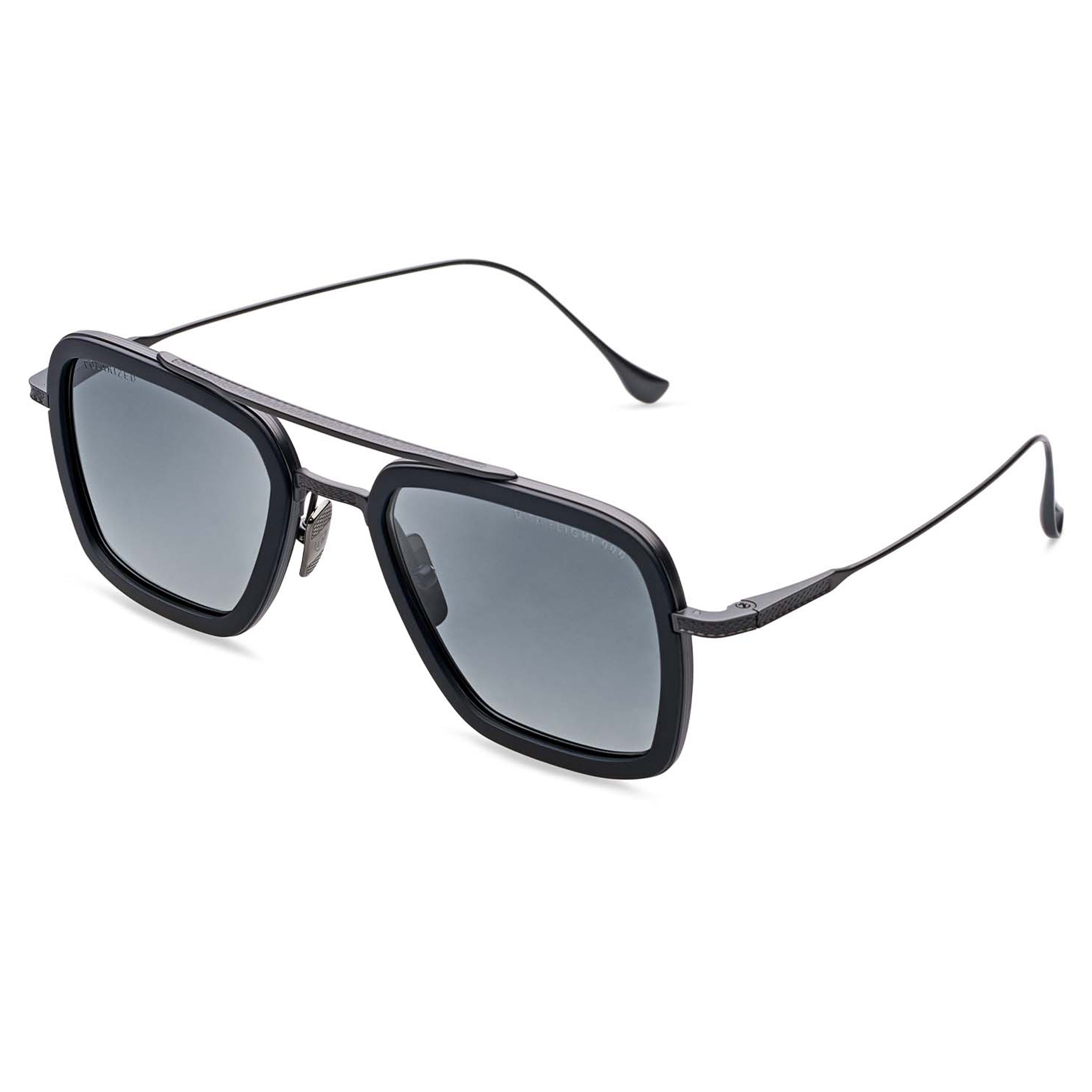 Dita Eyewear 7806 Flight 006 Black Iron Matte Black Polarized Sunglasses for Men & Women - UV Protection, Luxury Aviator Style for Driving, Travel & Outdoor Activities
