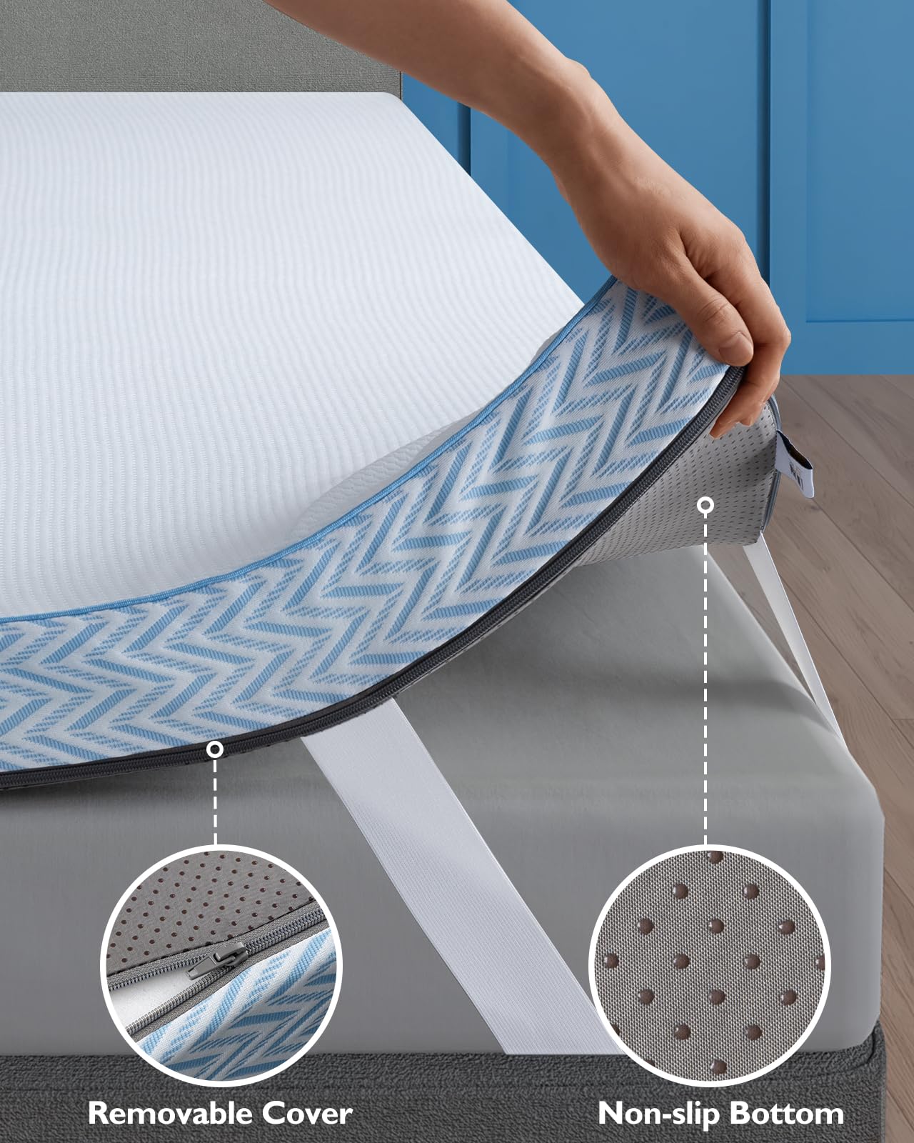 BedStory 3 Inch Firm Memory Foam Mattress Topper for Twin Bed - High Density Support for Back Pain Relief - Perfect for Side Sleepers & Pressure Point Relief
