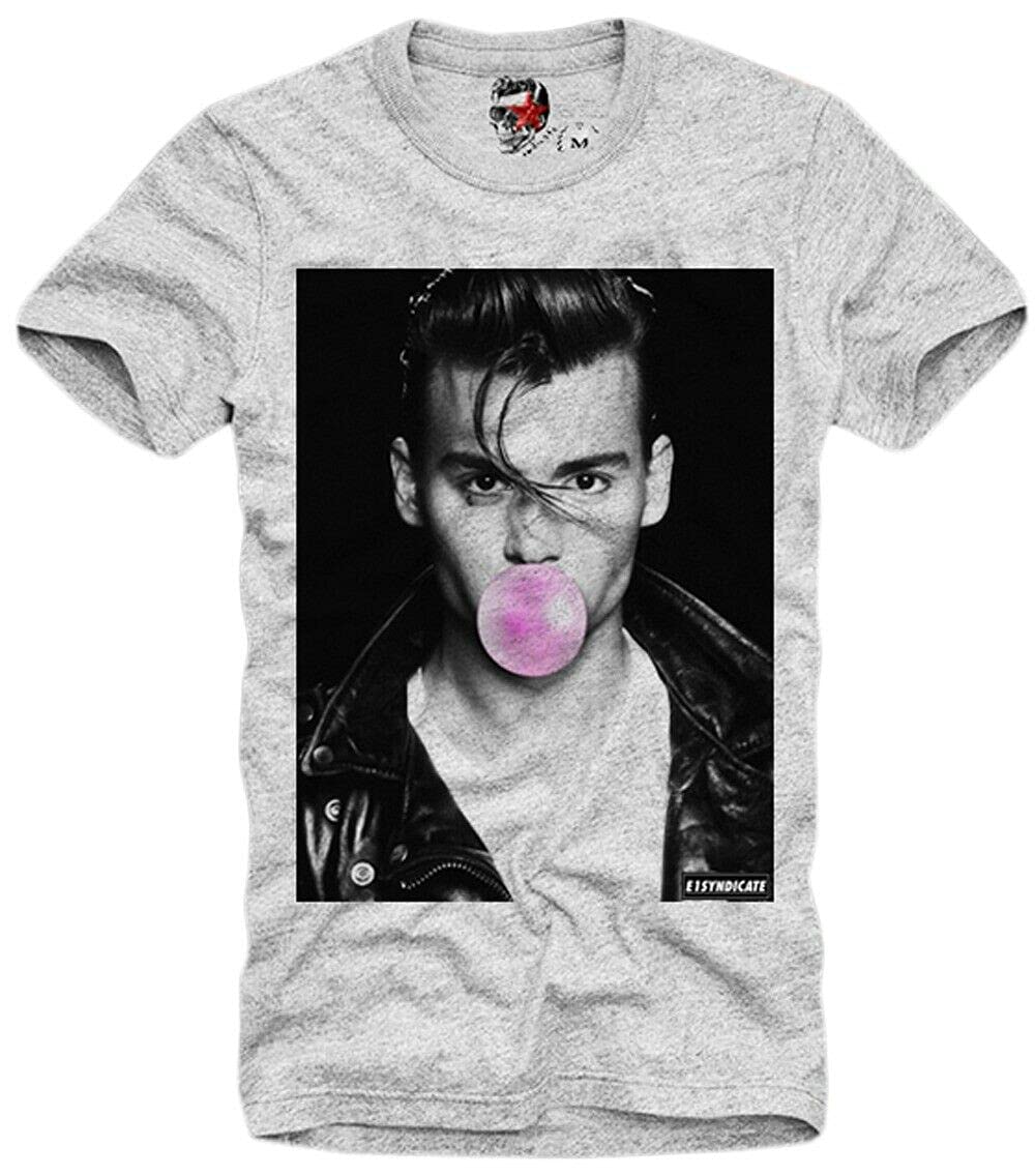 E1SYNDICATE Johnny Depp Vintage Graphic T-Shirt - Soft Cotton Tee with Iconic Bubble Gum Print | Perfect for Casual Wear, Street Style & Fan Merchandise