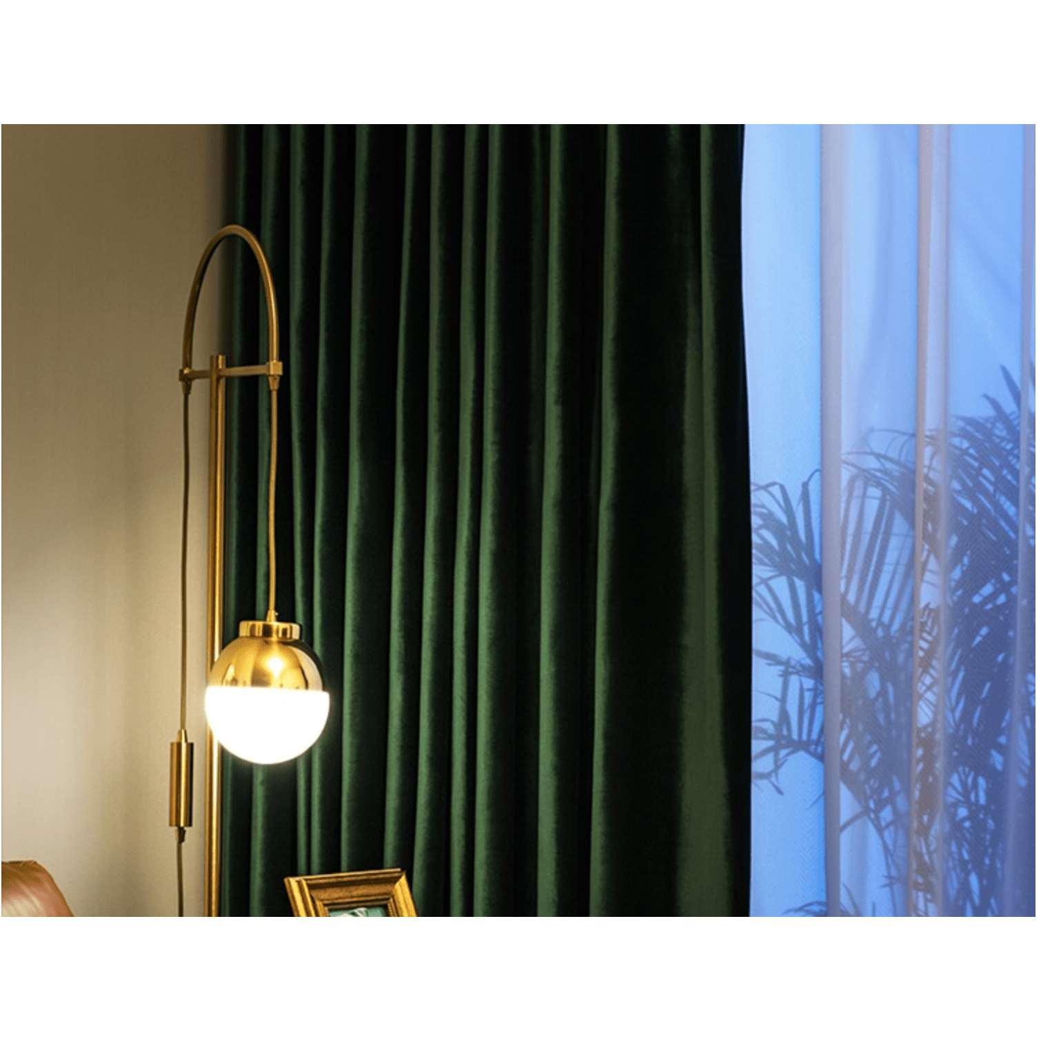 Nordic Dutch Plain Velvet Curtains - Dark Green & Olive - Blackout Thermal Insulated Drapes for Living Room, Bedroom, Home Theater