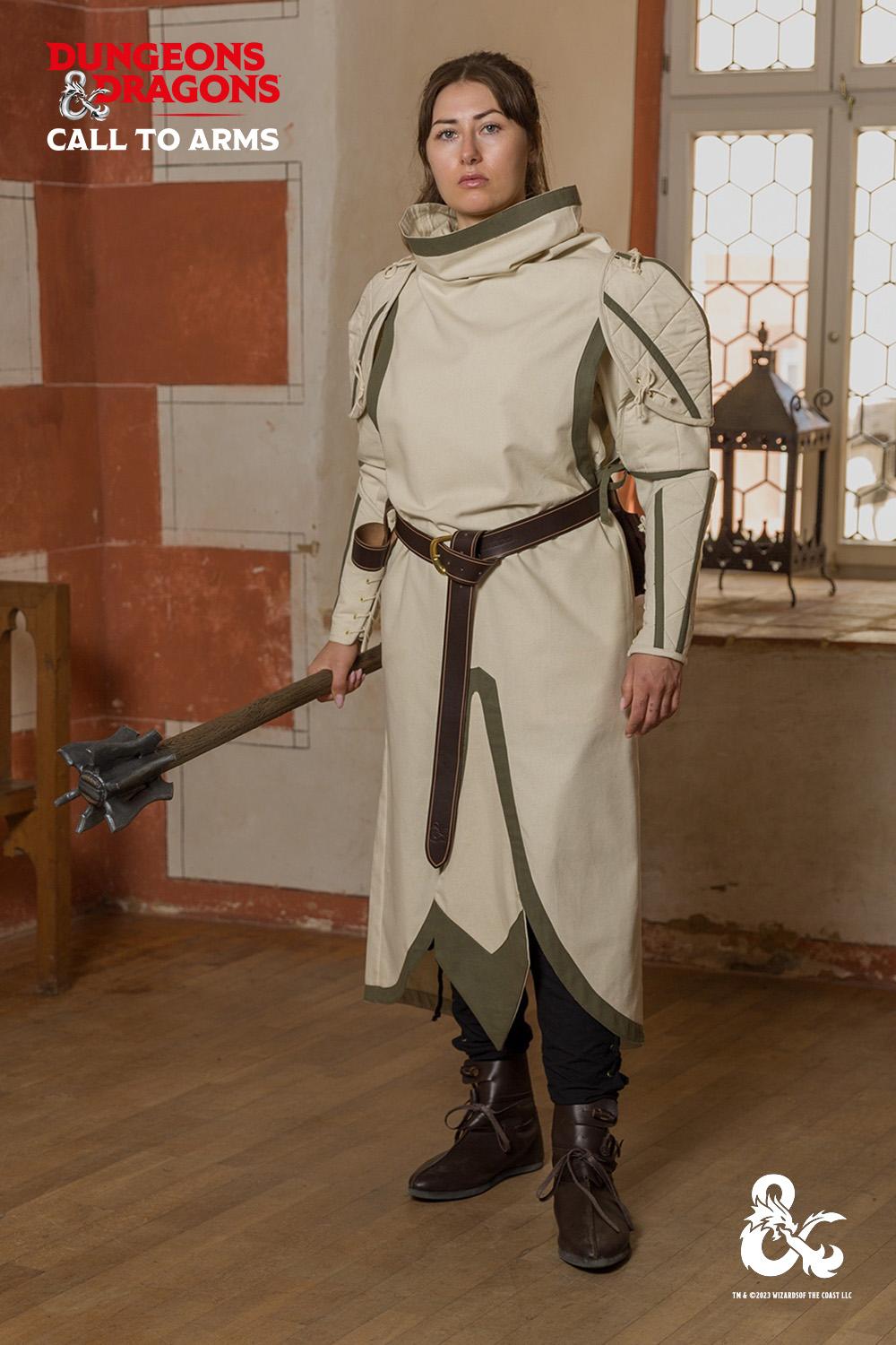 Dungeons & Dragons Cleric Costume Set - Natural/Seaweed Color - Perfect for Cosplay, LARP, and Fantasy Role-Playing Games