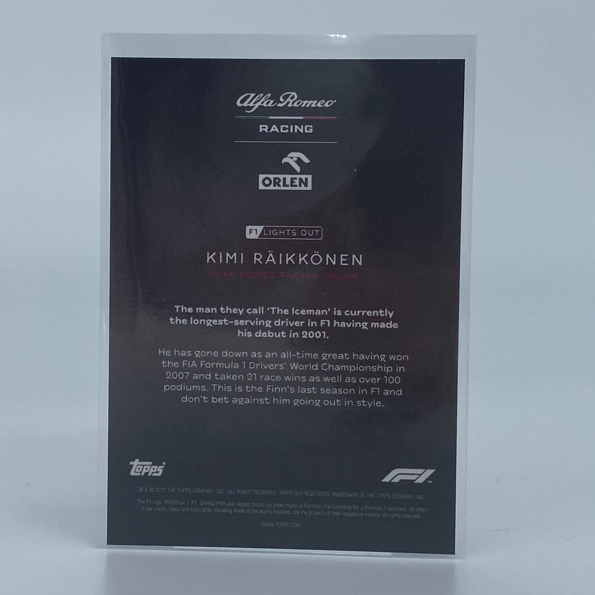 Kimi Raikkonen 34/50 Aqua Parallel F1 Racing Driver Collectible - Perfect for F1 Fans, Sports Memorabilia Collections, and Home Decor