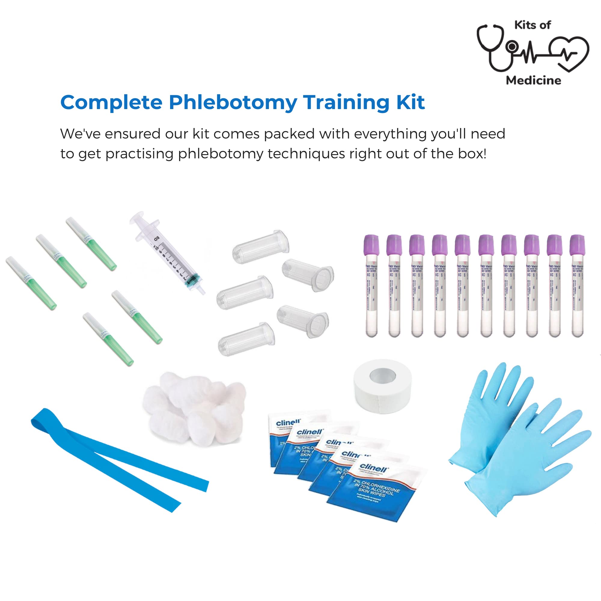 Phlebotomy Practice Kit with IV & Venipuncture Training Arm - Complete Medical Student & Nurse Training Supplies | Perfect Gift for Healthcare Students | Ideal for Classroom, Lab & Home Practice