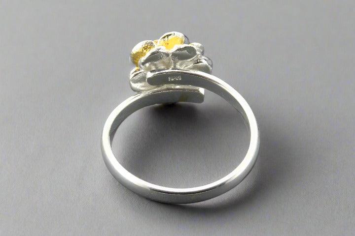 Adjustable Peony Flower Ring in Silver & Gold - Elegant Floral Jewelry for Women, Perfect for Weddings, Parties & Everyday Wear