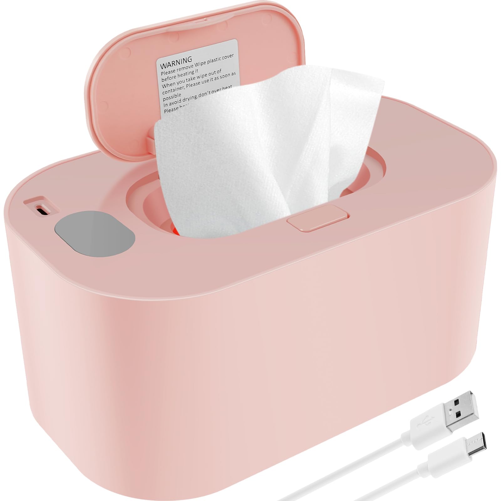 **USB Portable Baby Wipes Warmer with Thermostat Control – Even Heating for Car, Home & Nursery – Pink Wipes Dispenser | Perfect for Diaper Changes & On-the-Go Care**