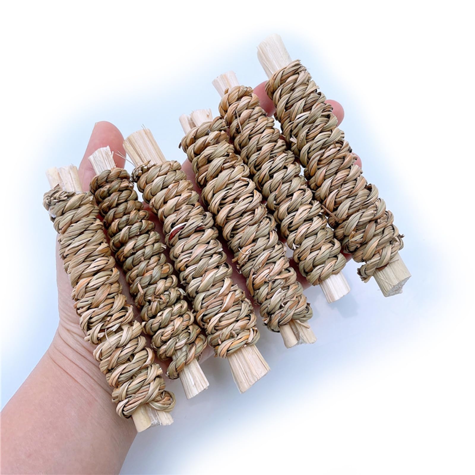 6 Pack Natural Sweet Sticks - Woven Grass Chew Treats for Small Animals Like Pigs, Rabbits & Guinea Pigs | Healthy Dental Snack for Pets | Perfect for Cage Enrichment & Chewing Instincts