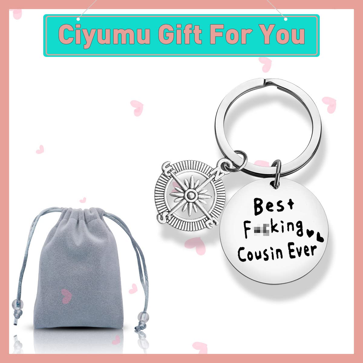 Best Cousin Keychain Jewelry - Personalized Friendship Gift for Valentine's Day, Birthday, Sister & Brother - Engraved BFF Jewelry for Women & Men - Perfect for Everyday Carry, Special Occasions & Relationship Keepsakes