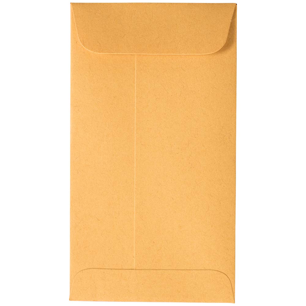 JAM PAPER #6 Coin Envelopes Peel & Seal - 3 3/8x6 - Kraft Manila 250pk for Business & Storage