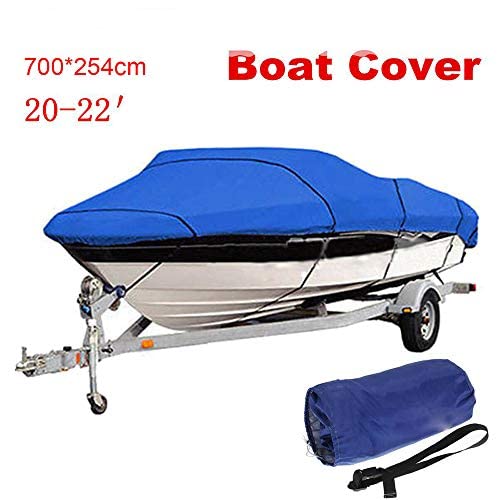 Heavy Duty 20-22ft Boat Cover - 210D Waterproof & UV Protected Trailerable Yacht Cover for Speedboat, Fish-Ski & V-Hull Boats - Perfect for Storage, Travel & Outdoor Protection
