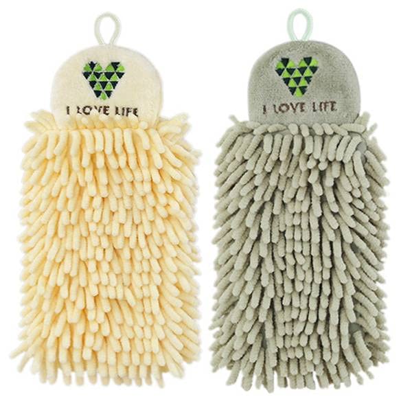 Kaitlyn 2-Pack Chenille Hanging Kitchen Towels - Soft Absorbent Hand & Face Towels for Bathroom, Kitchen & Cleaning - Perfect as Washcloths, Dish Towels & Decorative Kitchen Accessories
