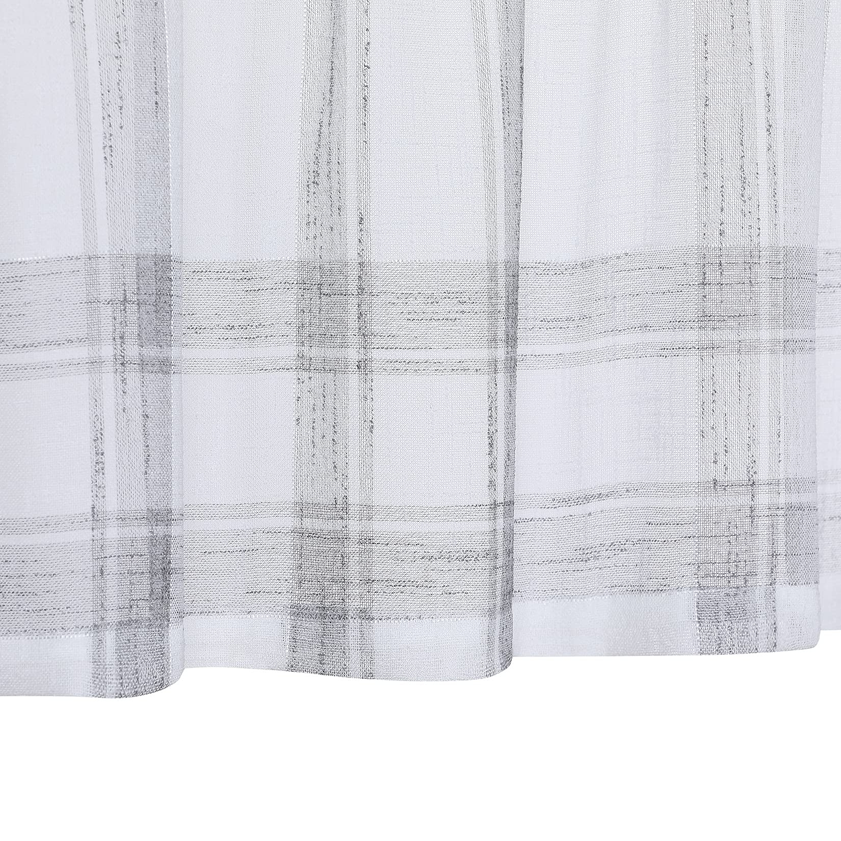 CAROMIO 45 Inch Kitchen Curtains - Buffalo Plaid Linen Look Semi-Sheer Cafe Curtains for Windows, Set of 2 Panels, Grey - Perfect for Kitchen, Bathroom, and Dining Room Decor