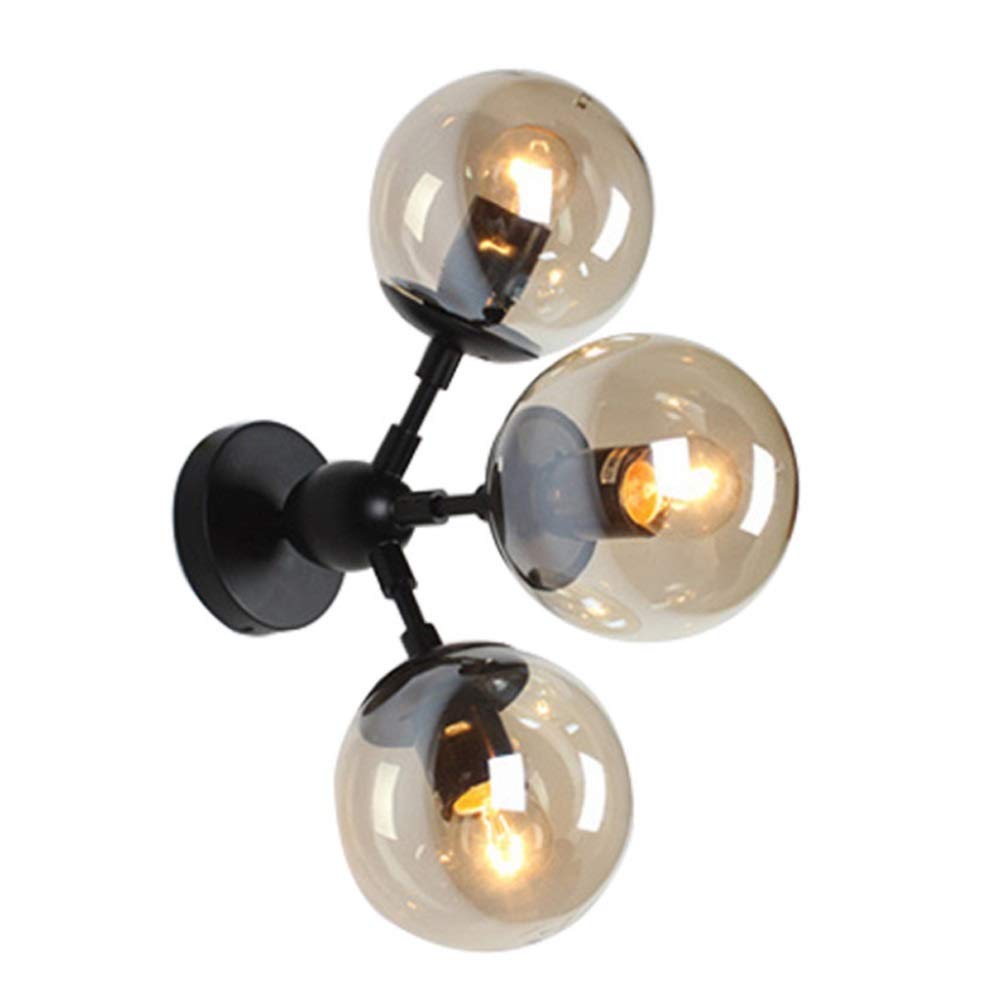 Vintage Industrial Wall Sconce - Retro Iron & Glass Ball LED Wall Lamp for Restaurant, Cafe, Bar & Home Decor | Nordic Style Indoor Lighting Fixture for Living Room, Hallway & Entrance | Energy-Efficient & Stylish Ambient Lighting
