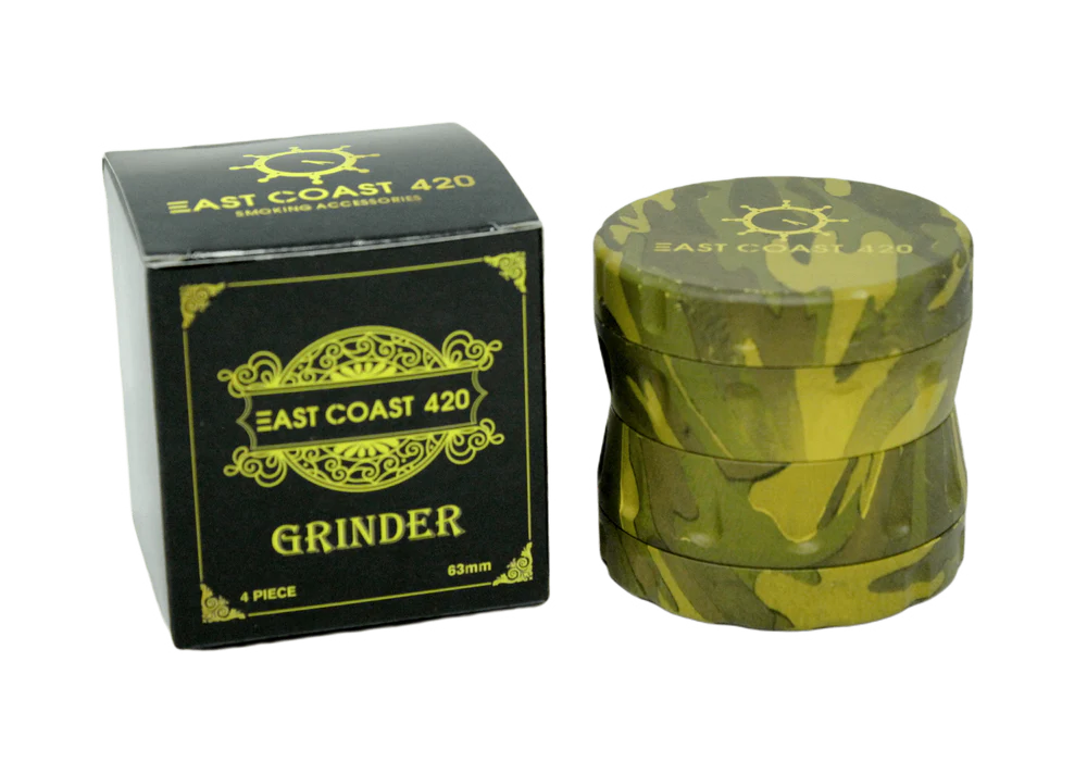 EC420 Camouflage 65mm 4 Piece Herb Grinder - Premium Metal Spice Crusher for Weed, Tobacco & Herbs - Perfect for Travel, Camping & Outdoor Adventures