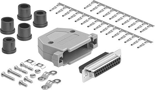 DB25 Female Crimp Type Unshielded Plastic Hood - D-Sub Connector for Computer, Printer & Industrial Equipment | Reliable Data Transfer Solution
