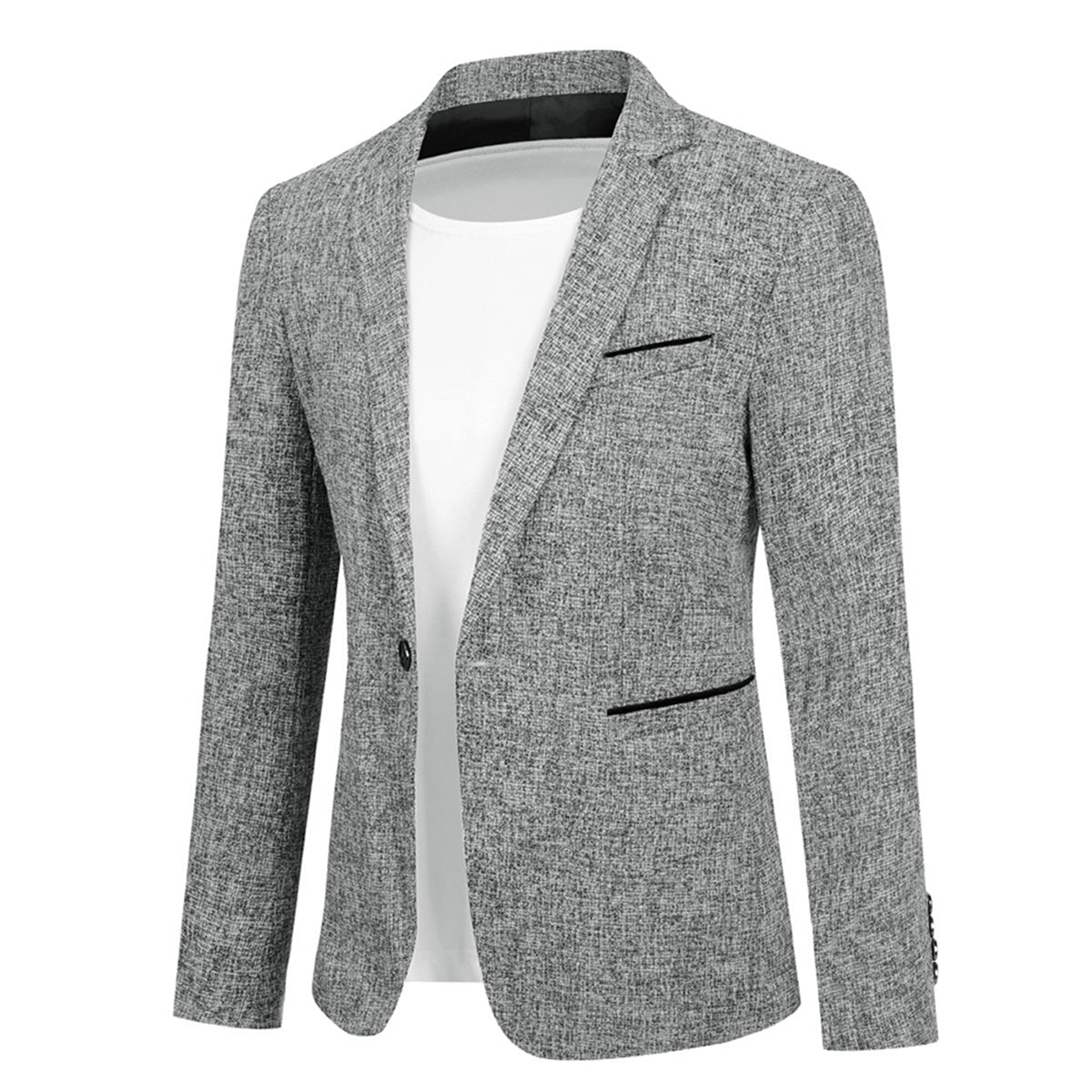 Men's Grey Notch Lapel Single Breasted Blazer - Slim Fit Business Suit Jacket for Office, Wedding & Formal Events