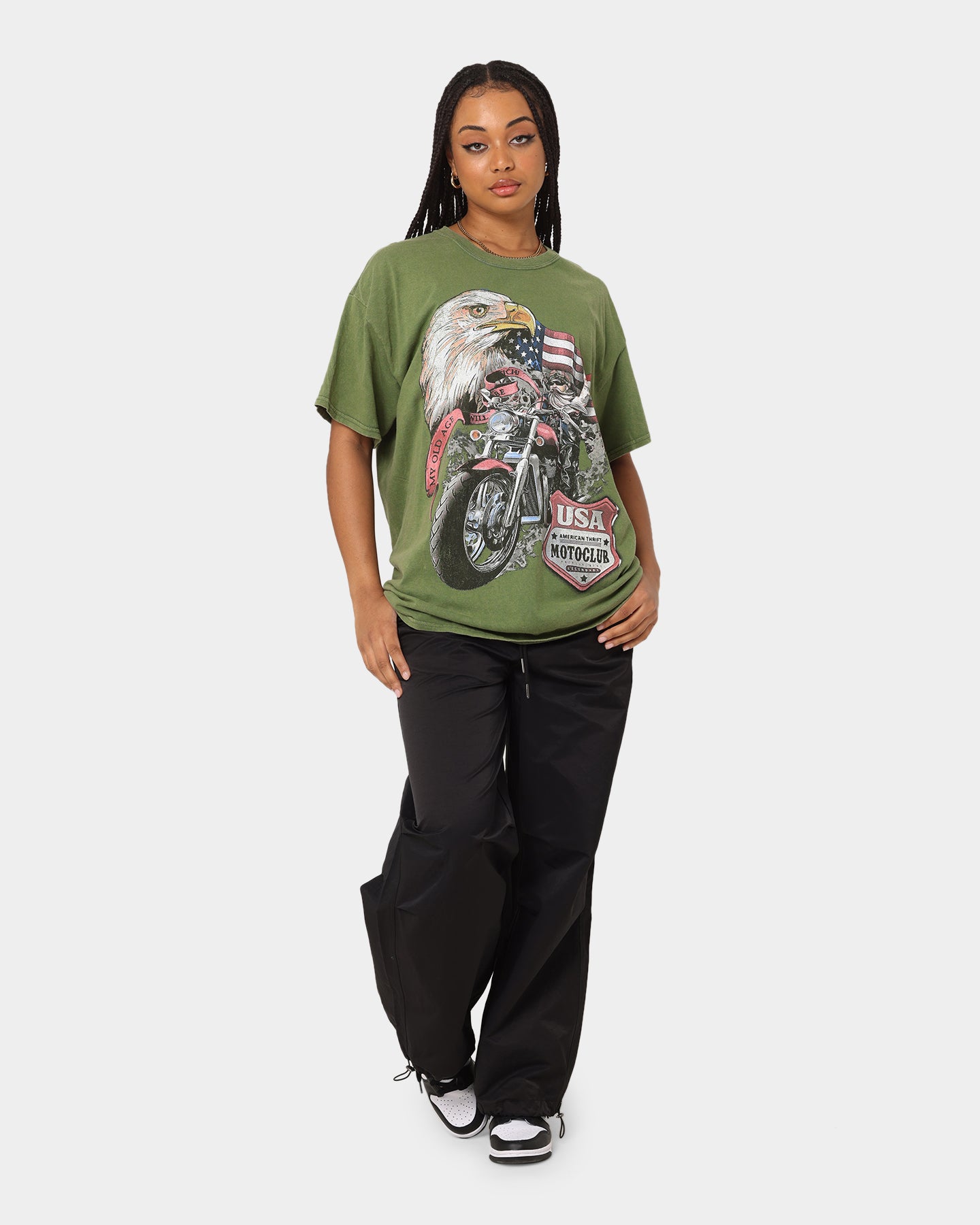American Thrift Eagle Moto Club T-Shirt - Military Style Biker Tee for Men | Casual Wear & Motorcycle Riding