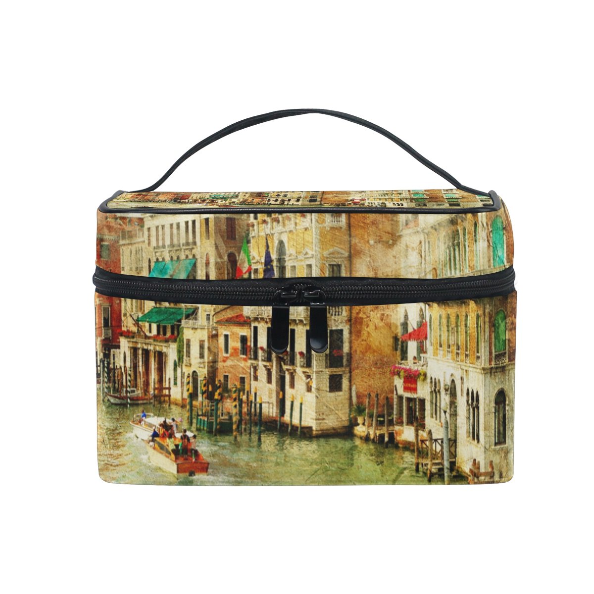 Vintage Venice Landscape Painting Cosmetic Bag - Women's Makeup Travel Organizer Case for Toiletries, Jewelry & Accessories | Perfect for Vacation, Business Trips & Daily Use