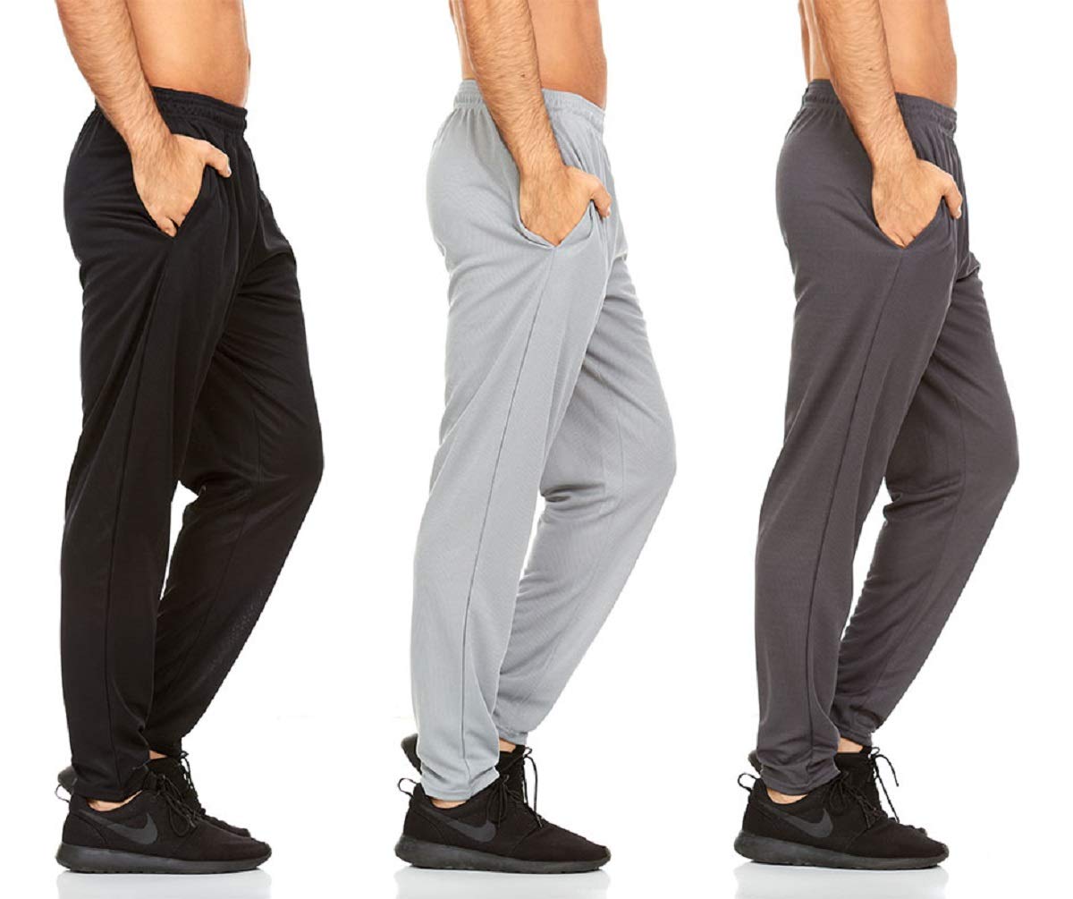 DARESAY Men's Quick-Dry Active Jogger Pants with Side Pockets - Athletic & Casual Workout Pants for Running, Gym, Travel - 3-Pack