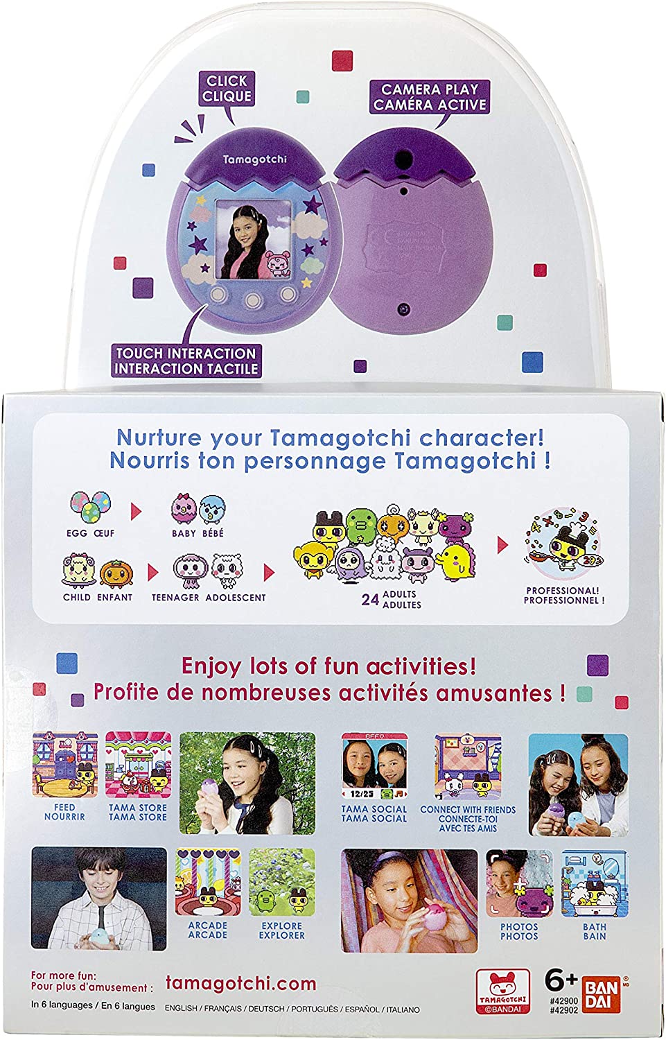 Tamagotchi Pix Sky Purple Virtual Pet - Interactive Digital Toy for Kids & Adults - Perfect for Gifts, Collectibles & Nostalgic Fun