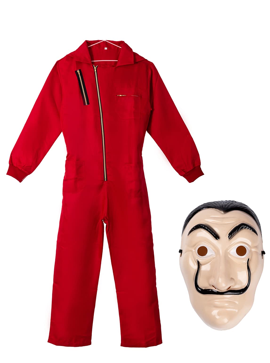 Unisex Red Jumpsuit with Mask - Halloween Costume for Adults & Kids - Perfect for Cosplay, Parties, and Themed Events