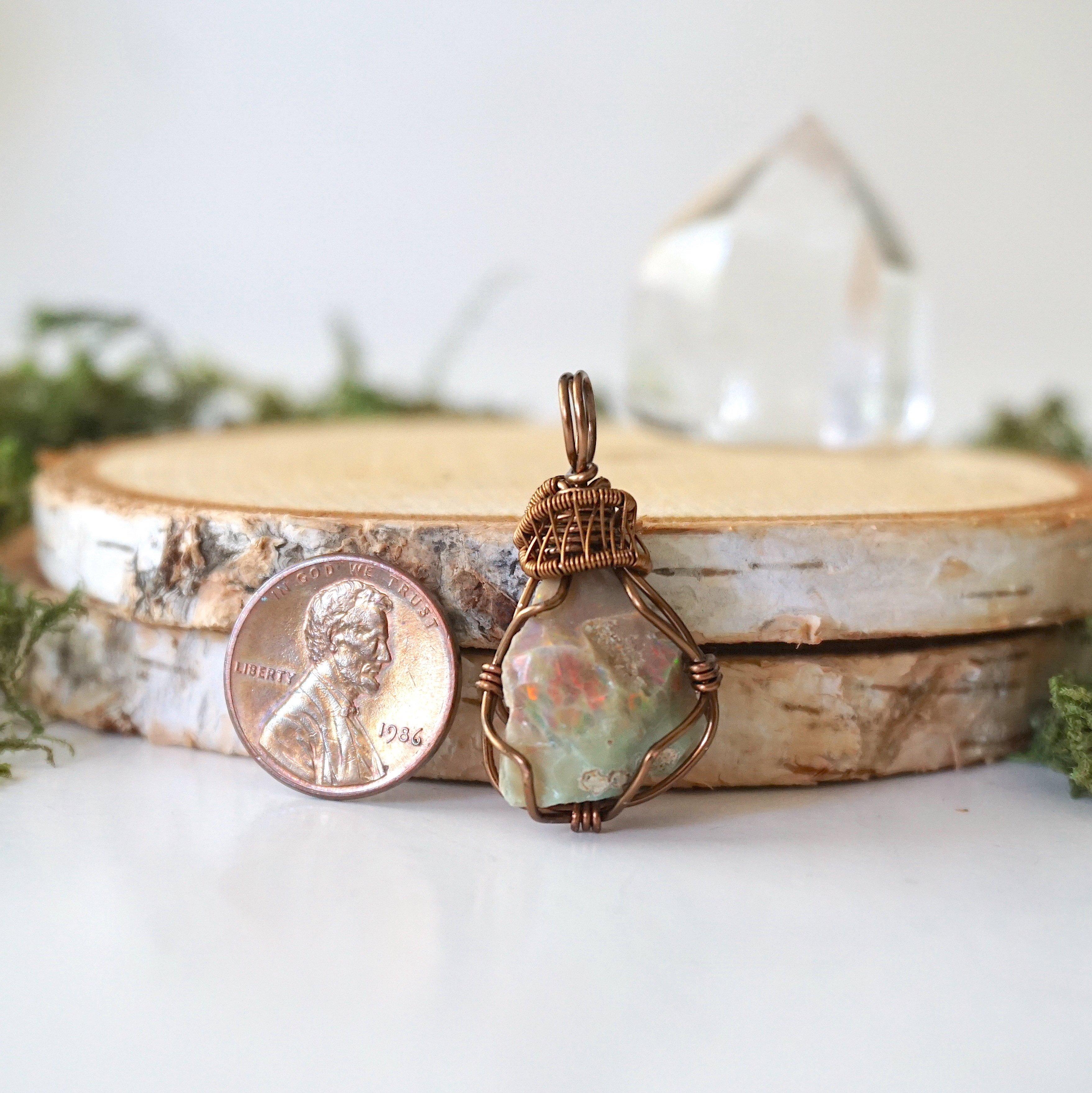 Antique Bronze Fire Opal Pendant Necklace for Women - Elegant Handmade Jewelry Gift for Birthday, Anniversary & Special Occasions