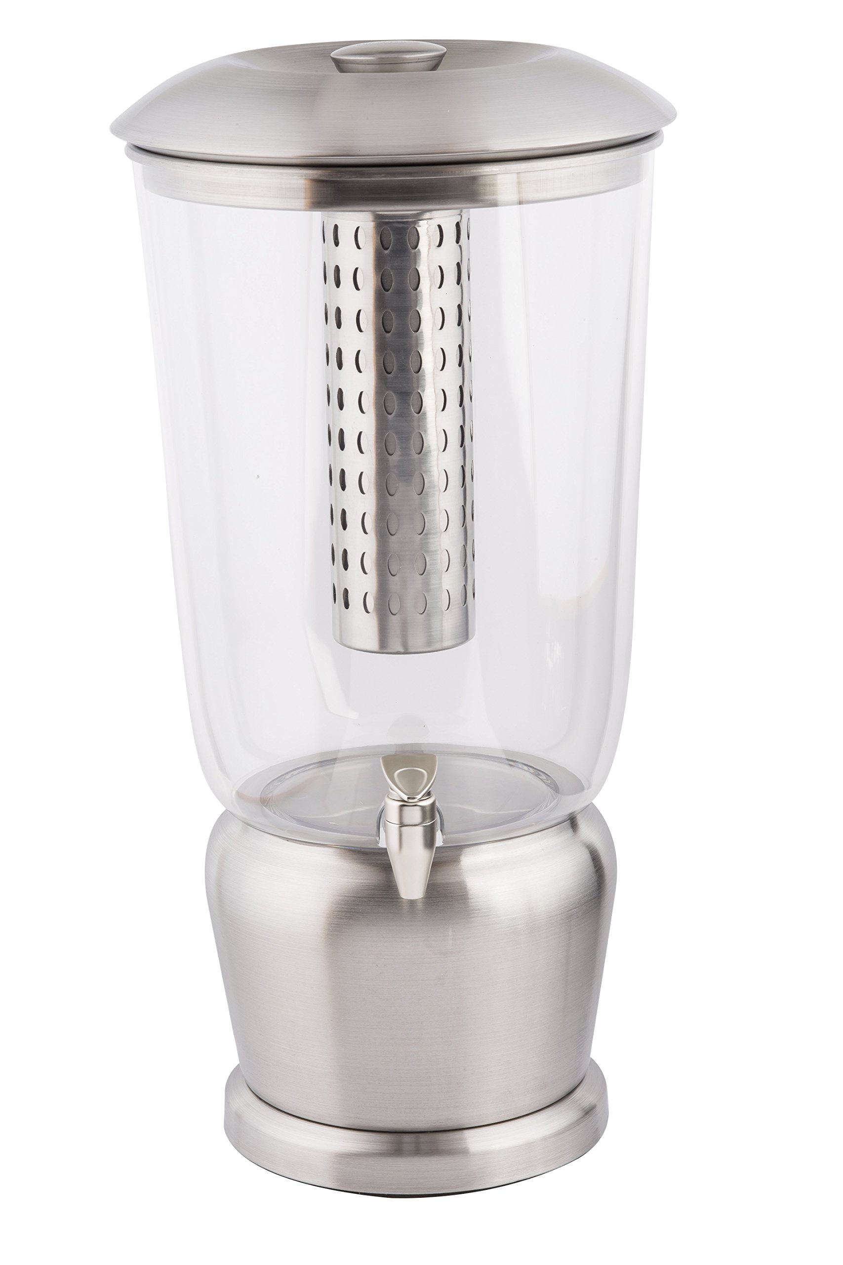 TableCraft 85 Large 5 Gallon BPA-Free Tritan Drink Dispenser with Fruit Infuser & Stainless Steel Stand - Perfect for Catering, Buffets, Home Parties, and Outdoor Events - Ideal for Lemonade, Iced Tea, and Cold Beverages