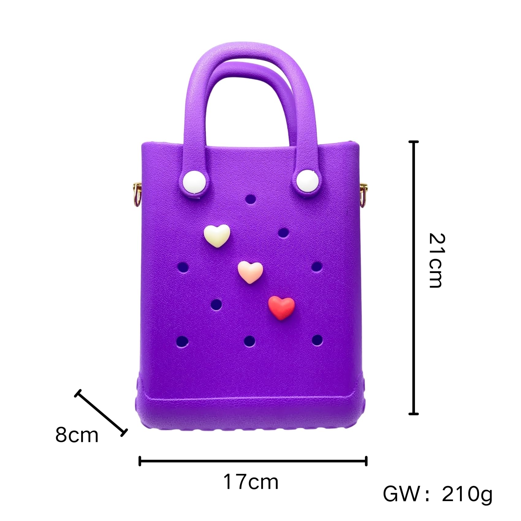X Small Rubber Beach Bag - Lightweight Waterproof Tote for Beach, Pool, Boat & Sports | Bitty Small Charms Crossbody Purse | Perfect for Summer Travel, Swimwear Storage & Outdoor Activities