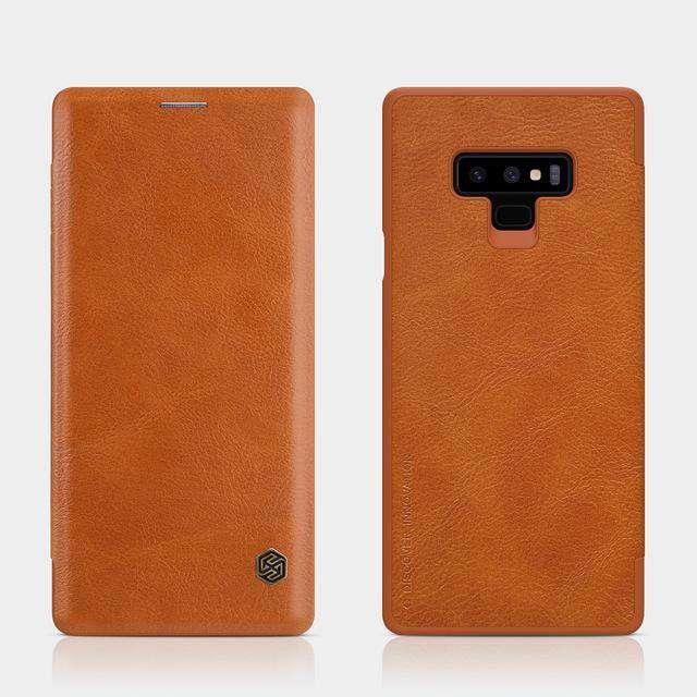 Nillkin Genuine Leather Flip Case for Samsung Galaxy Note 9 - Premium Organizer Wallet Cover with Card Slots | Perfect for Business & Travel Protection