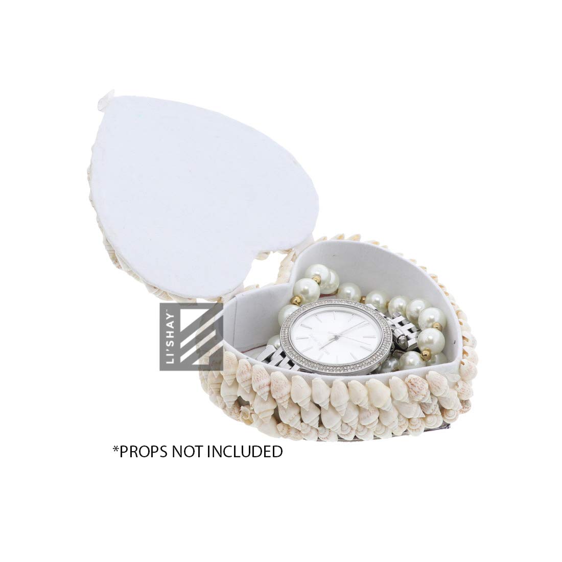 Li'Shay White Seashell Jewelry Box - 4 Inch Heart-Shaped Trinket Treasure Box for Rings, Necklaces & Keepsakes - Perfect for Beach Weddings, Home Decor & Gift Giving
