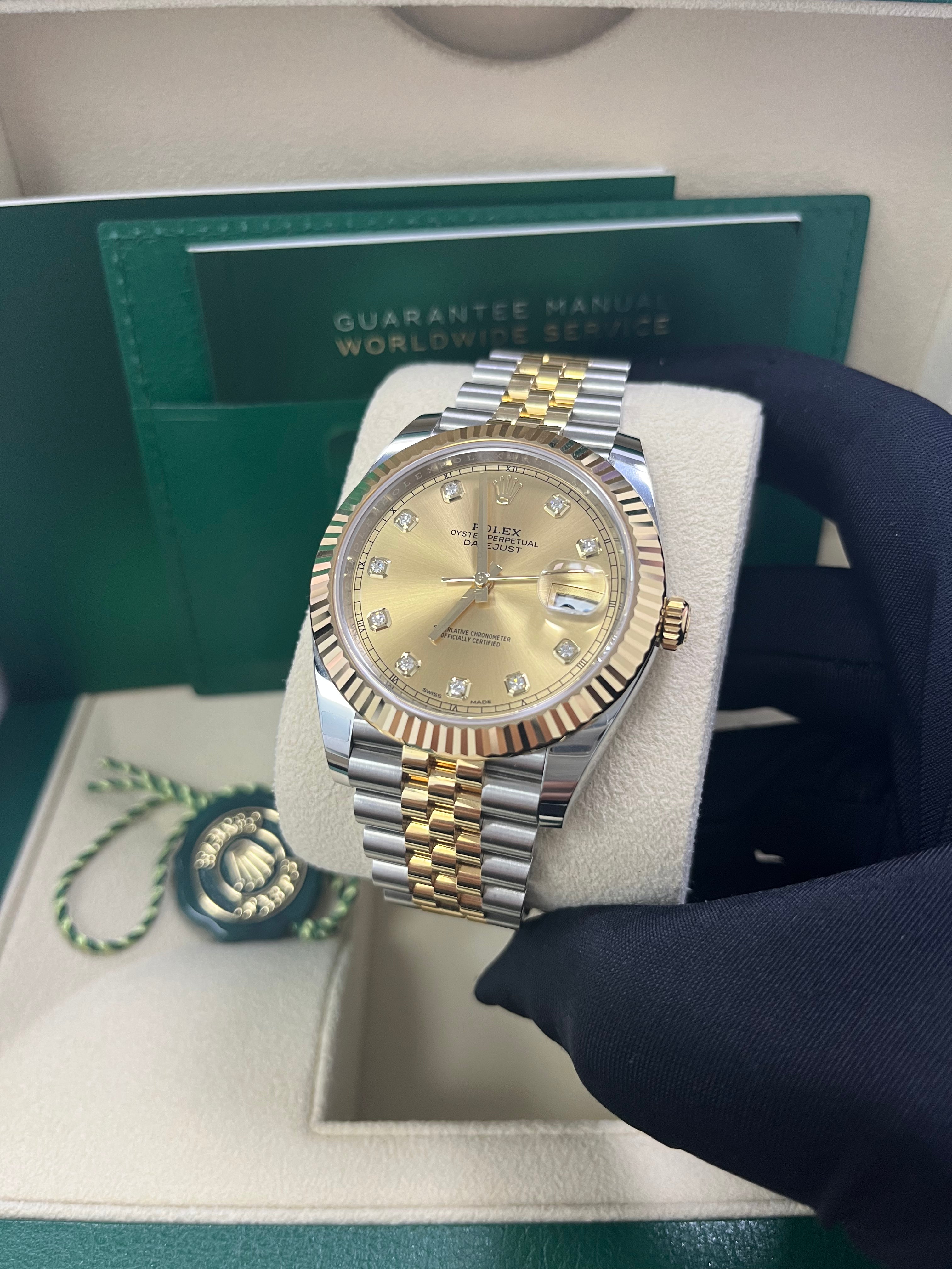 Rolex Datejust 41 Men's Watch - Champagne Diamond Dial, Stainless Steel & Yellow Gold (Ref.126333) | Luxury Dress Watch for Business & Formal Occasions