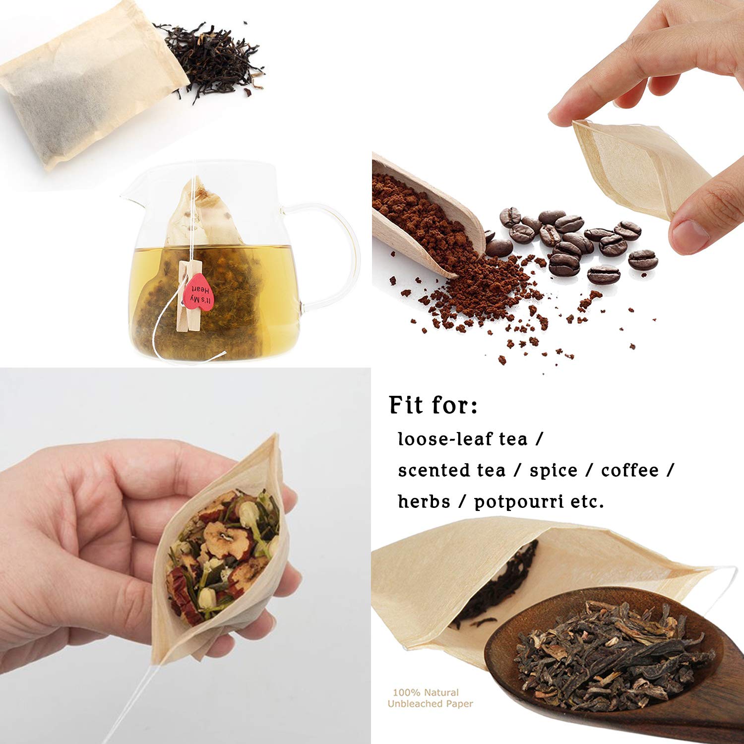 NEPAK 600 Pcs Disposable Tea Bags with Drawstring - Empty Tea Filter Bags for Loose Leaf Tea (2.36 x 3.15 Inch) - Perfect for Home Brewing, Iced Tea & DIY Herbal Blends