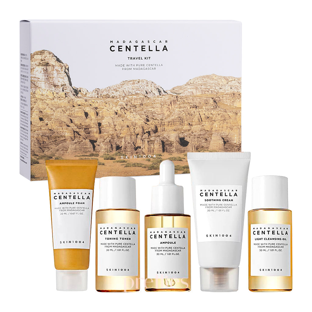 SKIN1004 Madagascar Centella Travel Kit - Soothing Facial Care Set for Sensitive Skin | Perfect for Travel, On-the-Go Skincare Routine & Post-Flight Skin Recovery