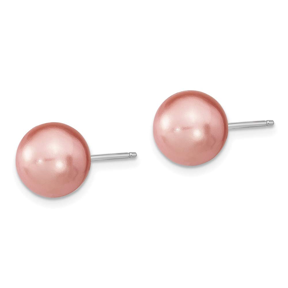 925 Sterling Silver White/Rose/Gray Imitation Shell Pearl Earrings Set - Elegant Fine Jewelry for Women, Perfect Gift for Her (1mm) | Ideal for Weddings, Parties & Everyday Wear