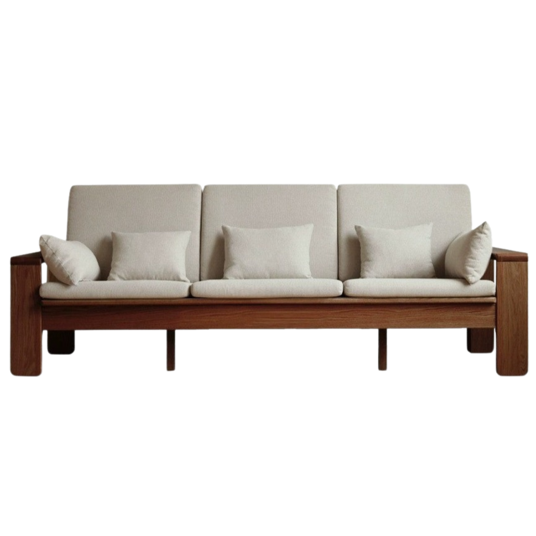 Modern Nordic Fabric Sofa - Solid Oak Wood Frame - Stylish & Durable Living Room Furniture for Small Spaces & Apartments