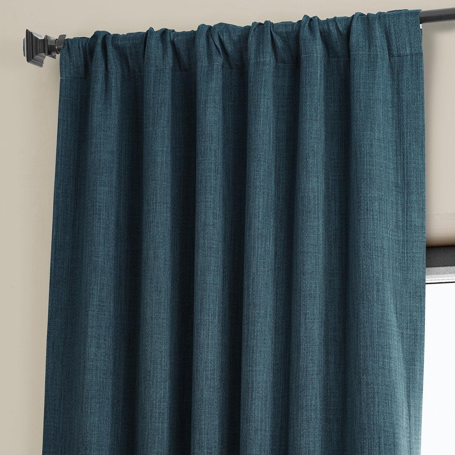 Story Blue Textured Faux Linen Blackout Curtains for Bedroom & Living Room - Light Blocking Window Treatment for Better Sleep & Privacy