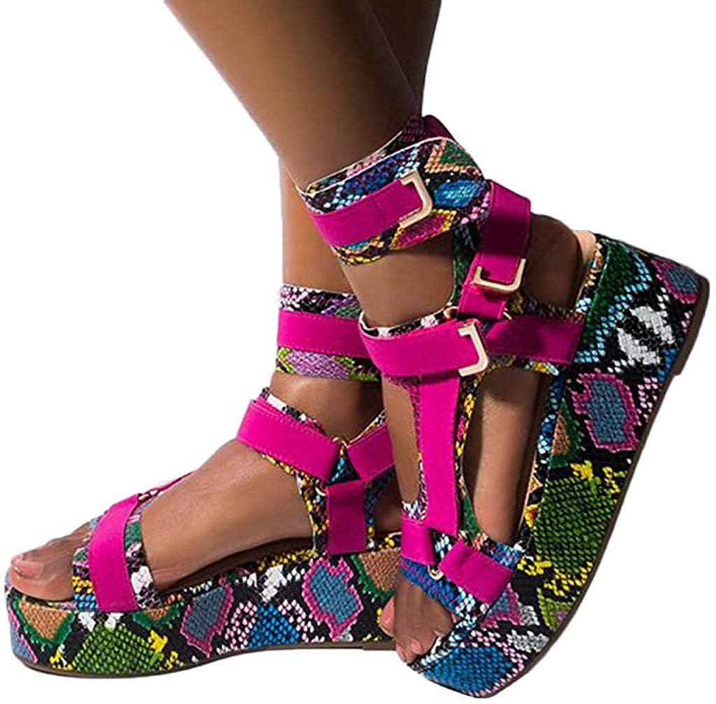 Women's Cashew Flower Print Open Toe Platform Sandals - Summer Beach & Casual Dressy Sandals for Women | Perfect for Vacations, Weddings, and Outdoor Events