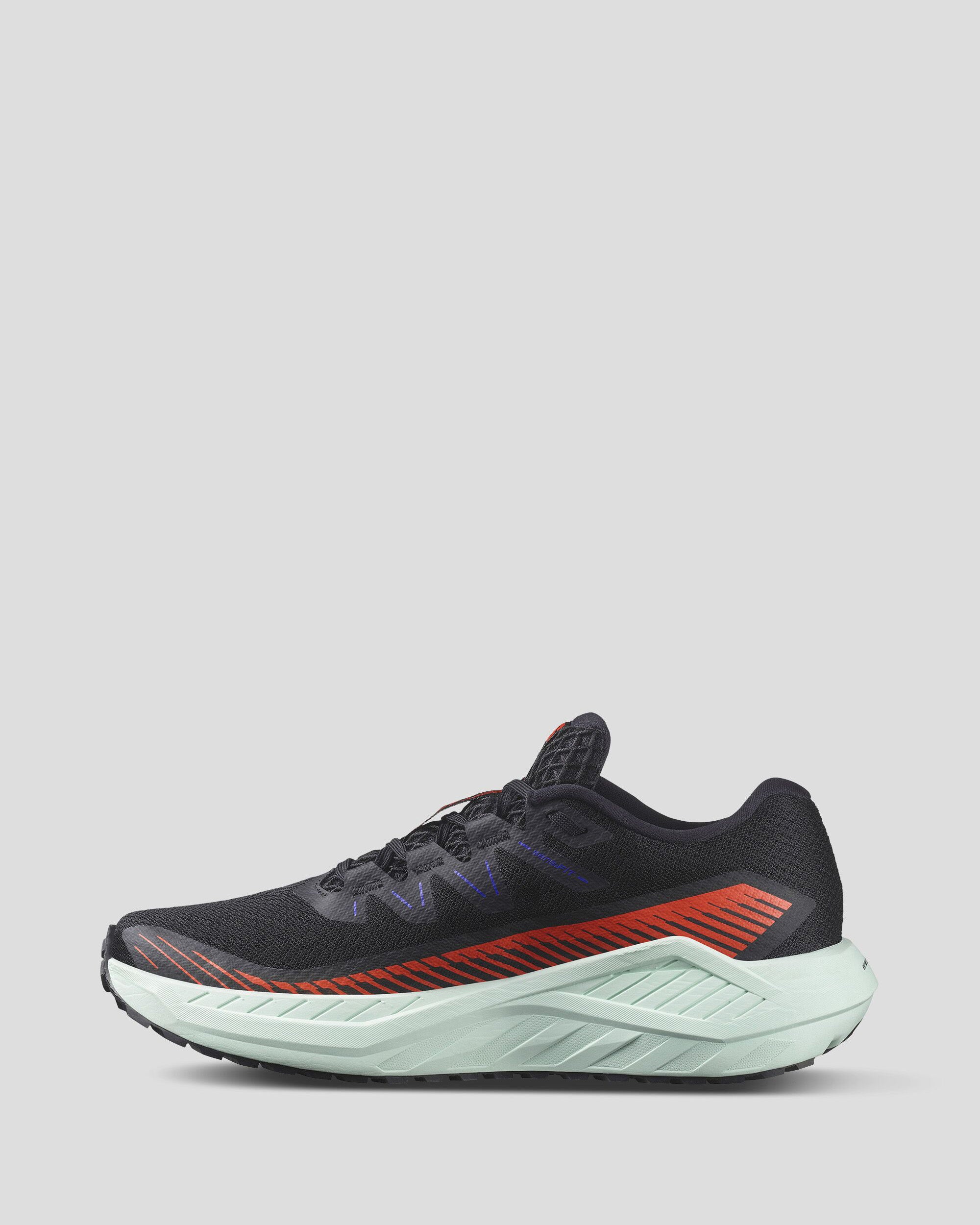 Men's Salomon DRX Defy Grvl Running Shoes - Trail & Gravel Road Running, Hiking & Outdoor Adventures - Black/Cherry Tomato/Bay