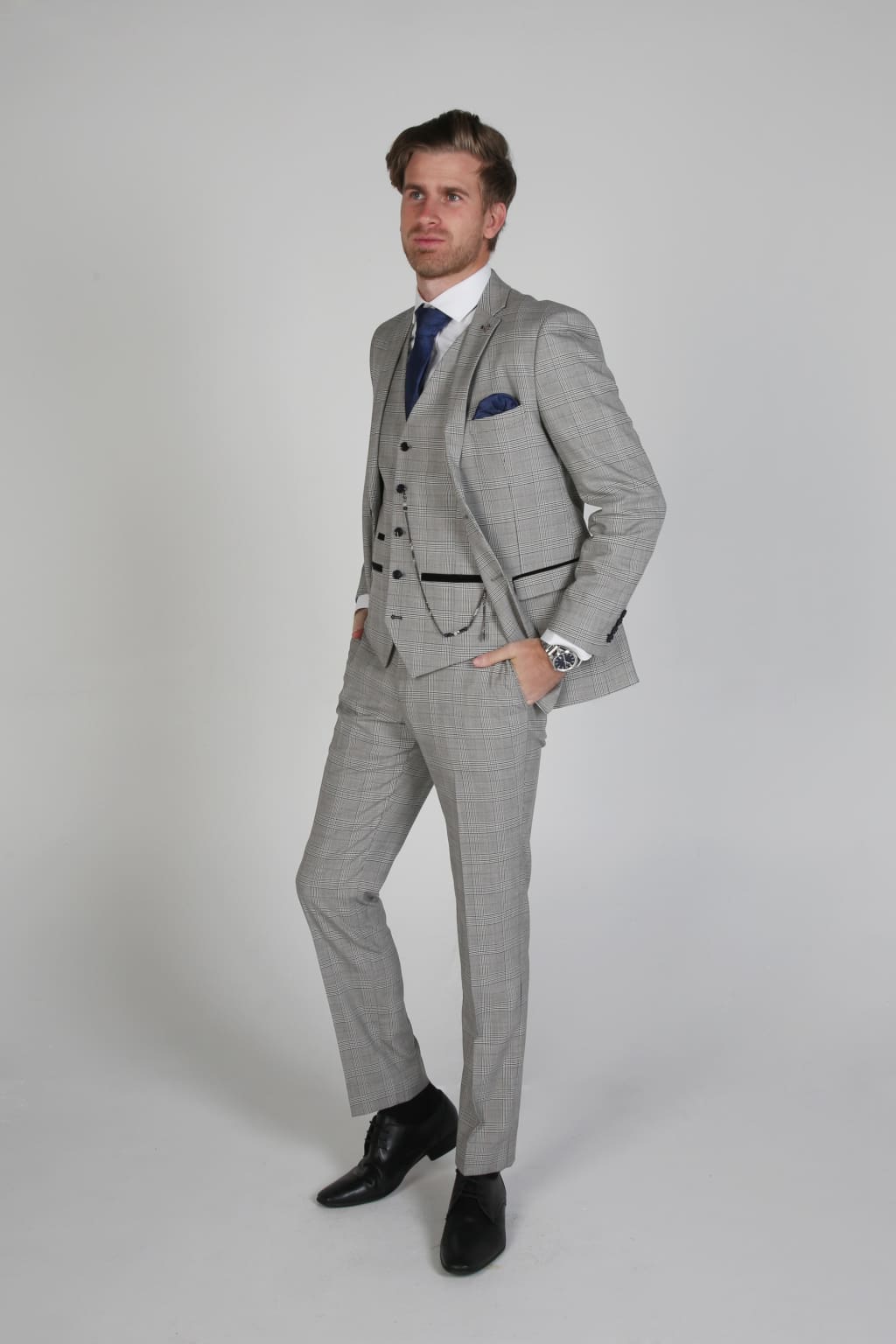 Hugo Grey Men's Three Piece Suit | Premium Slim Fit Business Suit for Wedding, Office & Formal Events | Classic Grey Suit for Men