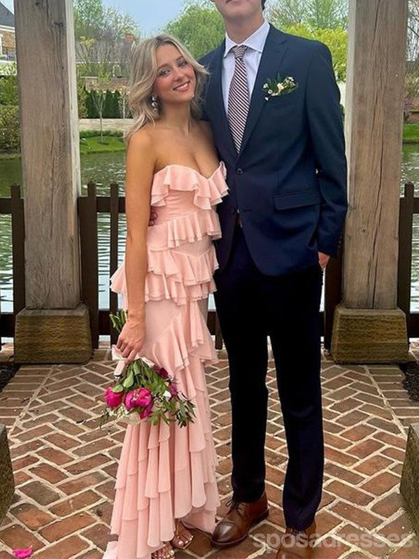 Elegant Pink Mermaid Maxi Long Party Prom Dresses for Women, Evening Gowns with Beading - Perfect for Prom Night, Homecoming, Wedding & Special Occasions