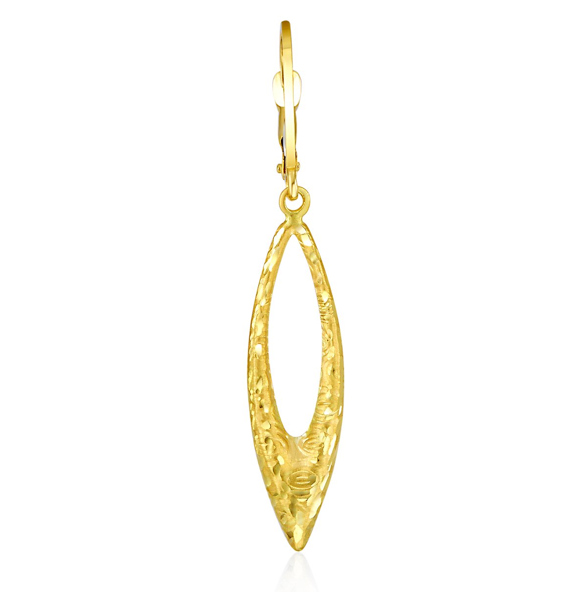 Wellingsale 14K Yellow Gold Diamond Cut Dangle Drop Earrings for Women - Elegant Polished Hanging Earrings (45x8mm) - Perfect for Weddings, Parties & Special Occasions