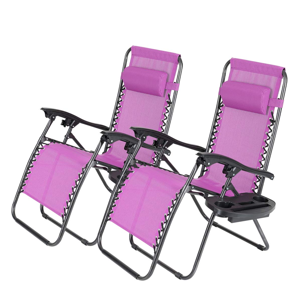 Zero Gravity Recliner Chair with Cup Holder - Adjustable Outdoor Lounge Chair for Patio, Lawn, Backyard & Poolside Relaxation (Purple) - Perfect for Sunbathing, Camping & Beach Vacations