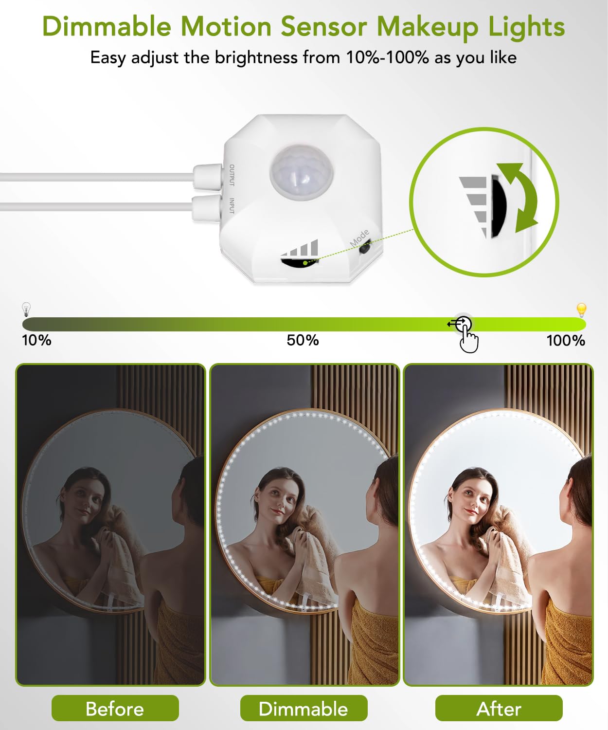 KeShu 13ft LED Vanity Mirror Lights - Ultra Bright Motion Sensor, Bendable & Dimmable Makeup Lighting (Mirror Not Included) - Perfect for Dressing Table, Bathroom Vanity, and Home Salon Setup