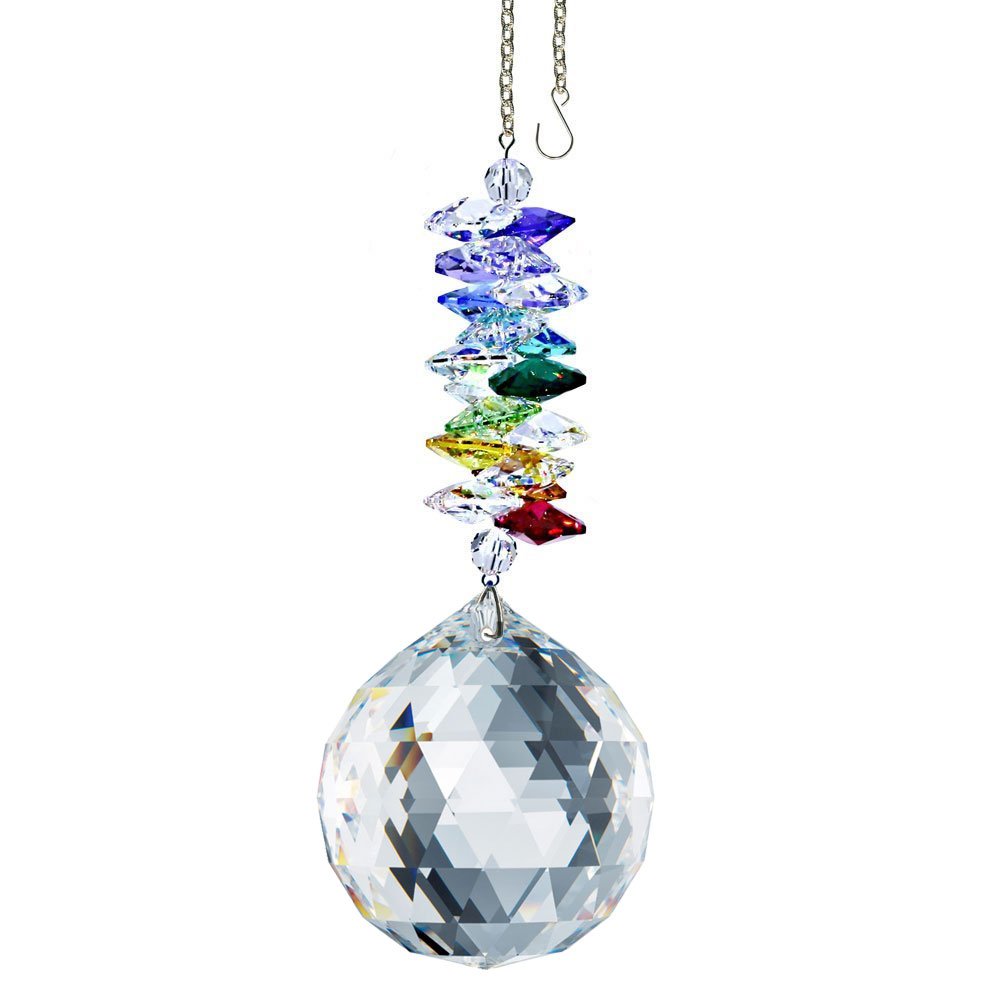 4.5 Inch Swarovski Crystal Window Suncatcher - Clear Faceted Ball Prism Rainbow Maker for Home Decor, Wedding Centerpieces & Garden Ornaments | Creates Stunning Light Reflections