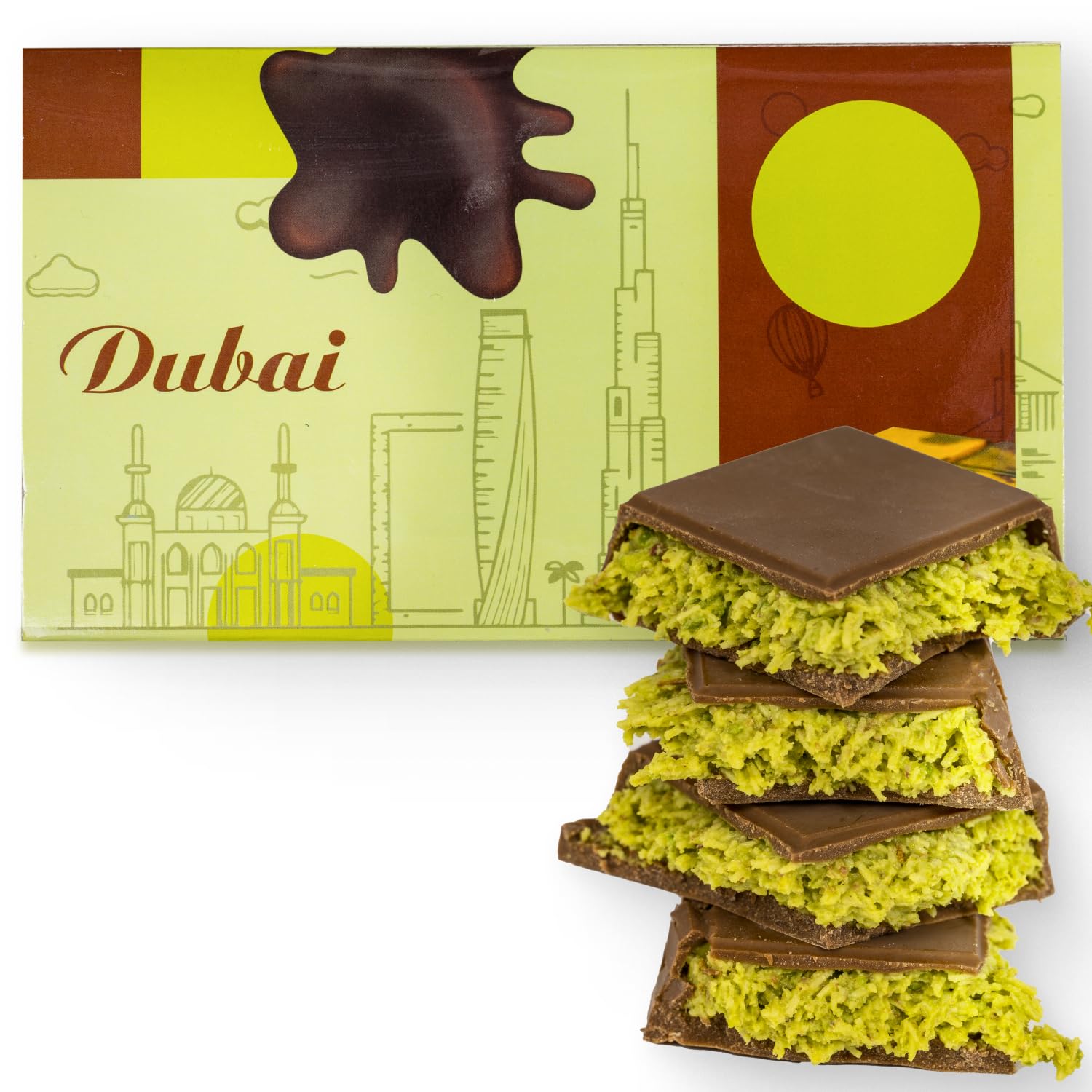Premium Dubai Chocolate Bar with Pistachio & Crispy Knafeh - 7oz Handmade Gourmet Chocolate - Rich Middle Eastern Dessert - Perfect for Christmas Gifts, Birthday Treats & Luxury Snacking