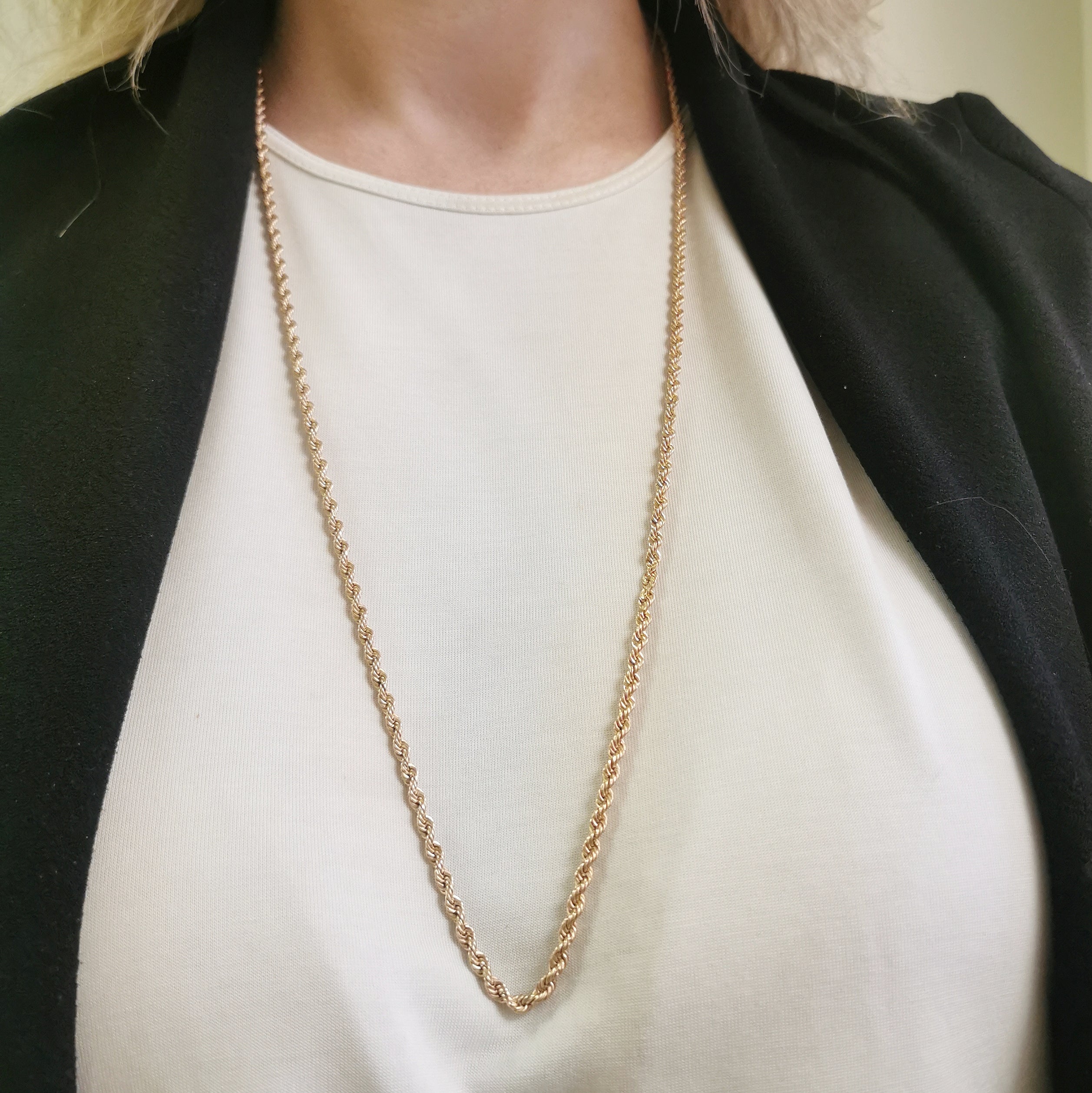 10K Yellow Gold Rope Chain Necklace 30 Inches - Durable & Stylish Jewelry for Men & Women - Perfect for Everyday Wear, Gifts & Special Occasions