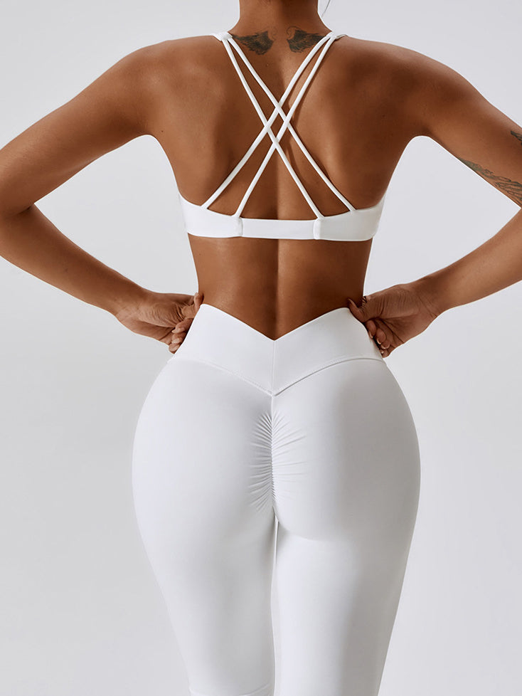ZASUWA Women's V-Shape Waist Scrunch Tracksuit - Cross Back Twist Design for Gym, Yoga & Lounge Wear