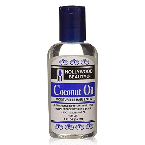 Hollywood Beauty Coconut Oil for Hair & Skin - 2 Oz Travel Size (Pack of 2) | Natural Moisturizer for Dry Hair, Scalp & Body | Perfect for Travel, Gym & Daily Hydration